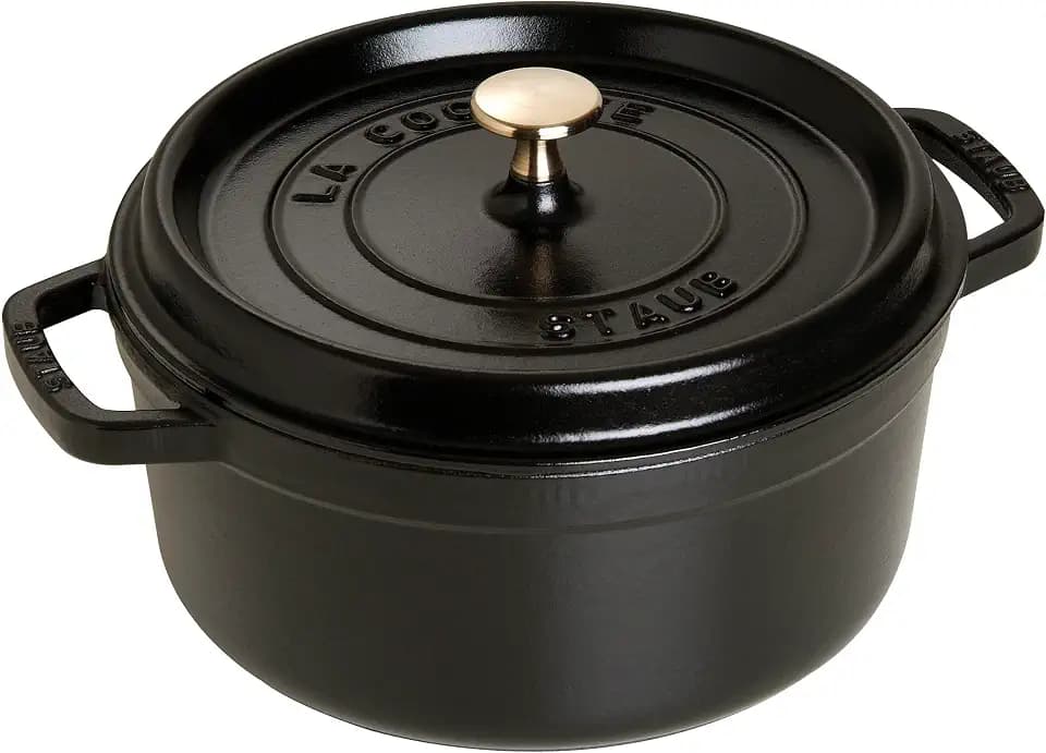 STAUB Cocotte, Gusseisen Bräter mit Deckel, Rund, 28 cm, 6,7 L, Alle Herdarten inkl Induktion, Made in France, Schwarz