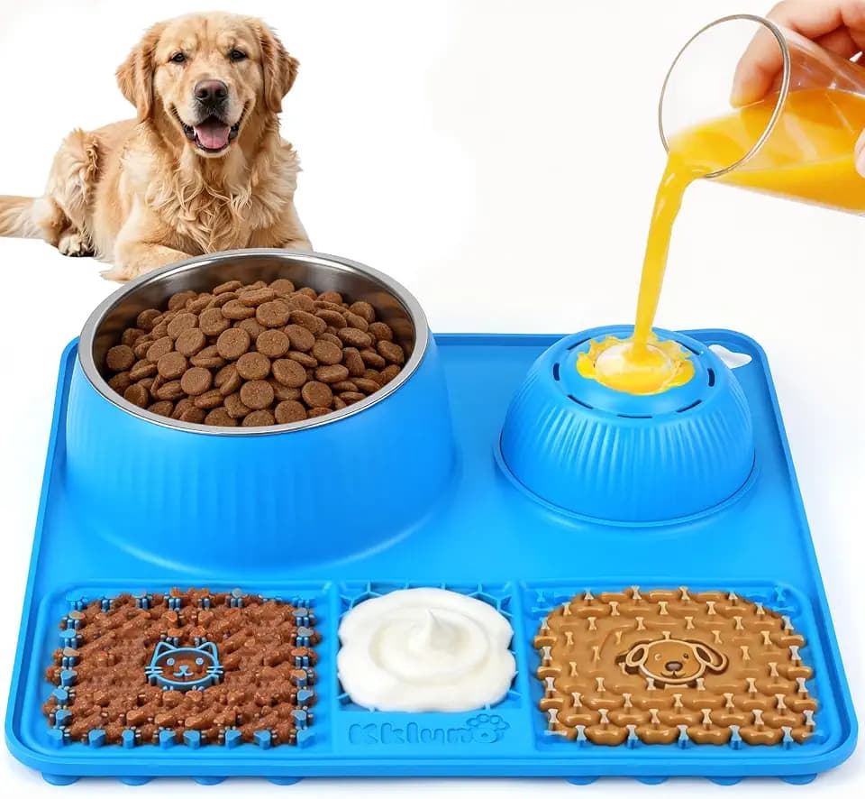Dog Lick Bowl with Rolling Ball for Liquid and Thick Treat