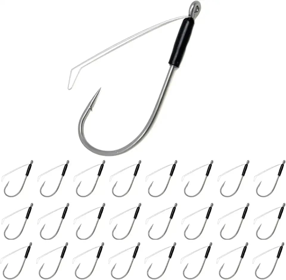 Reaction Tackle Neko Hooks - Weedless Finesse Fishing Hooks for Bass - High Carbon Steel Wacky and Neko Rig Hooks for Soft Plastic Worms (25-Pack)