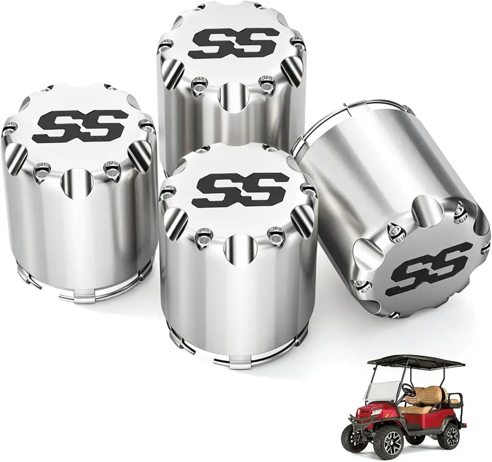 DRIVE UP Golf Cart SS Center Caps, Golf Cart ITP SS Wheel Center Hub Cap for Club Car EZGO Yamaha Models Wheel, 4 Packs