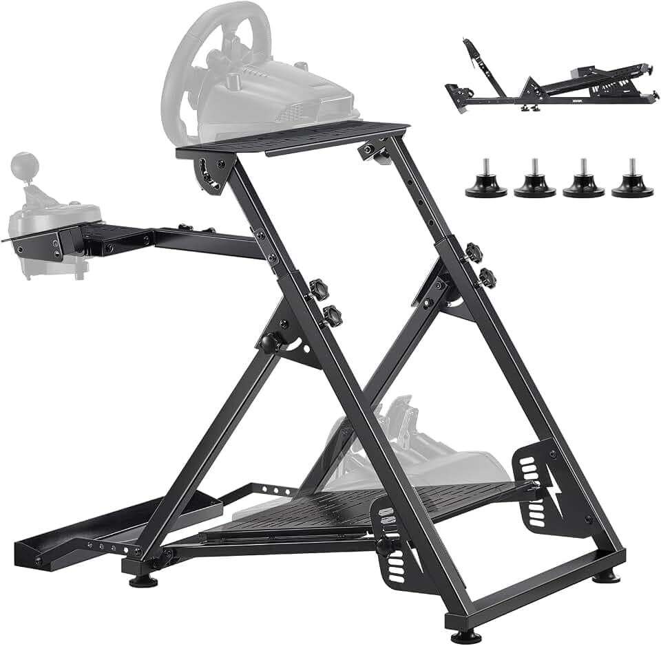 VEVOR Racing Wheel Stand, Adjustable & Foldable Simulator Stand for Logitech G923 G920 G29 G27, Thrustmaster T300RS TX F458 T500RS T3PA-PRO(F1/GT) Gaming Cockpit,Pedals Simulator NOT Included