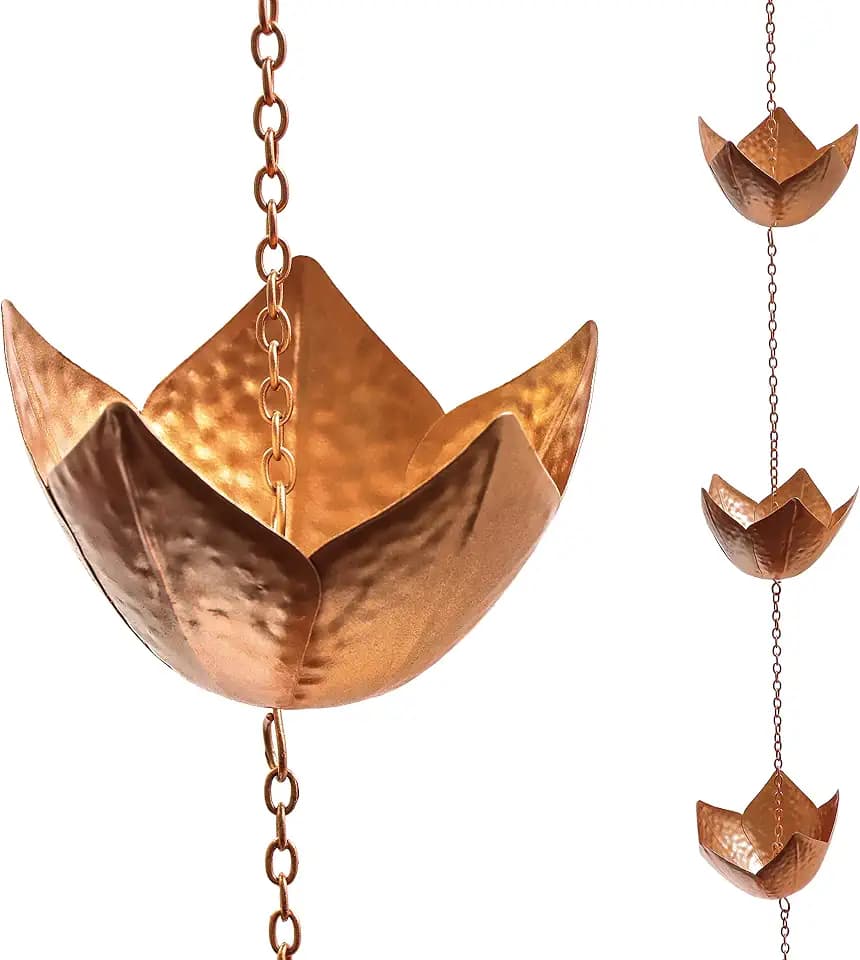 Trademark Innovations Copper Colored Flower Rain Chain for Gutters and Downspouts
