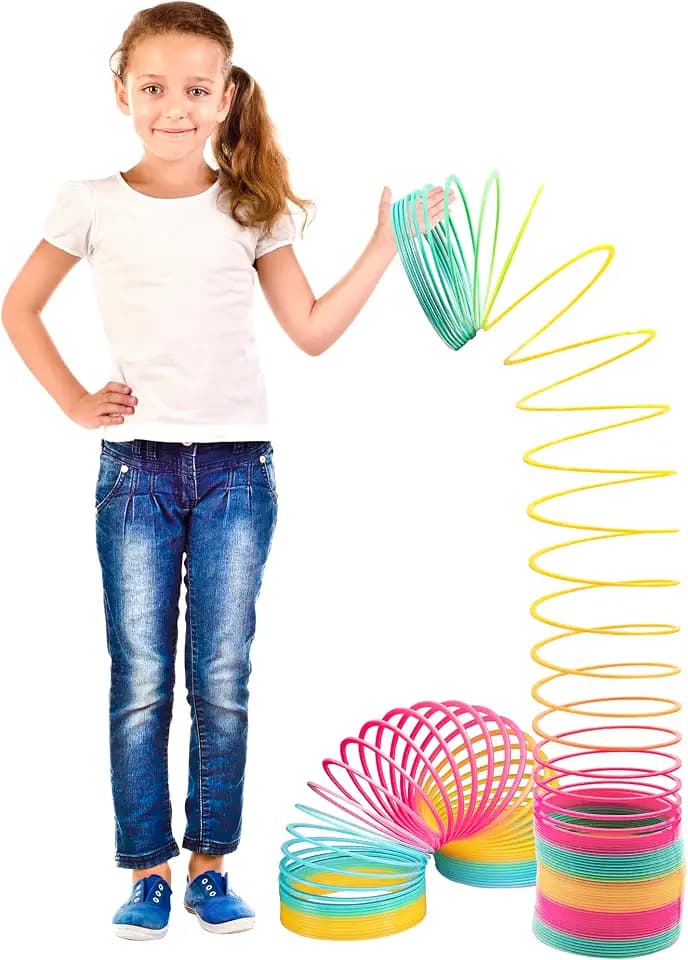 Giant Slinkie Coil Spring Toys for Kids - 6’’ Jumbo Rainbow Slinkie for Gift, Big Novelty Toy, Huge Springs Toys Large Birthday Party Favor, Fun Giant Plastic Slinke Toy for Kids (Pack of 2)