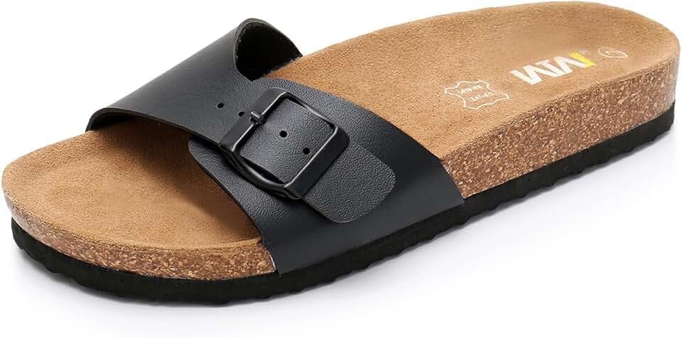WTW Women's Suede Cork Footbed Sandals Slide for Women with Arch Support