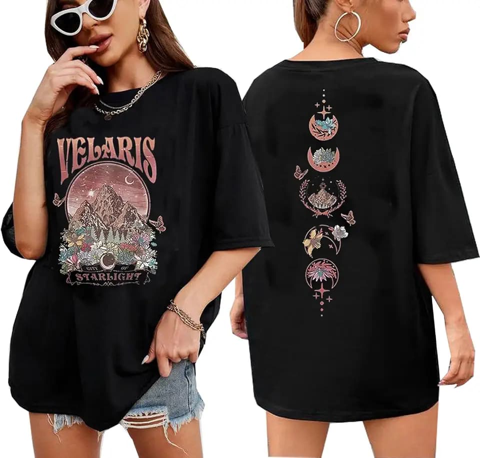 Acotar Night Court T Shirt Women Velaris City of Starlight Tshirt Night Court Graphic Tee Oversized Short Sleeve Tops