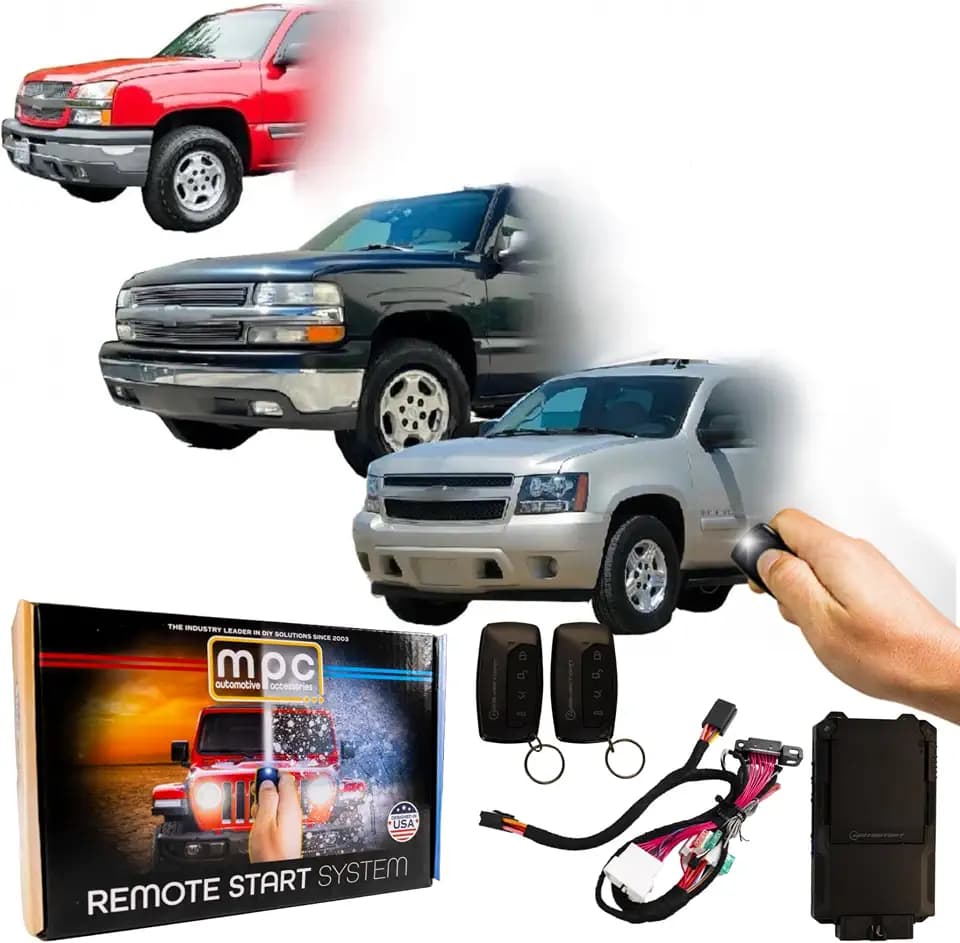 MPC Remote Start Kit Compatible with Chevrolet & GMC 03-06 || Silverado & Sierra || Tahoe & Yukon || Suburban & Yukon XL || Avalanche || 2X 4-Button Remotes || Semi-Plug N Play