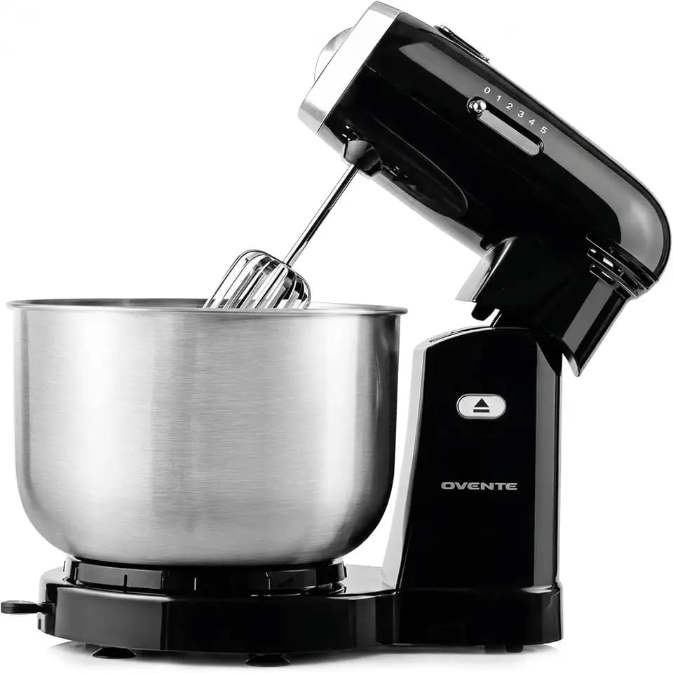 OVENTE Electric Stand Mixer, 3.5 QT, 5 Mixing Speeds, 250W, Black SM680B