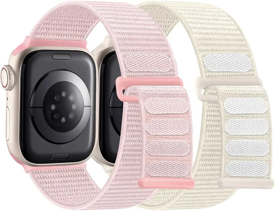 WJK 2Packs Nylon Sport Bands Compatible with Apple Watch Bands for Women