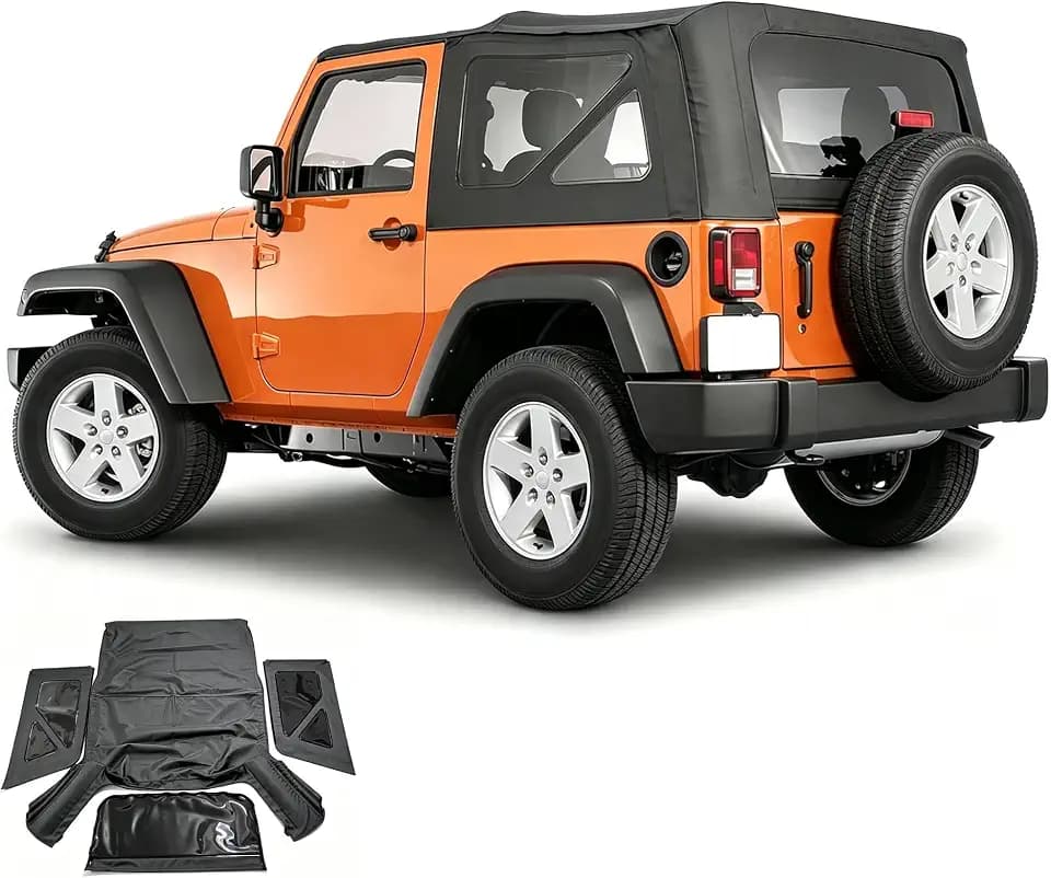 Soft Top for Jeep 2010-2018 2 Door Jeep Wrangler JK,23oz PVC Fabric,Black
