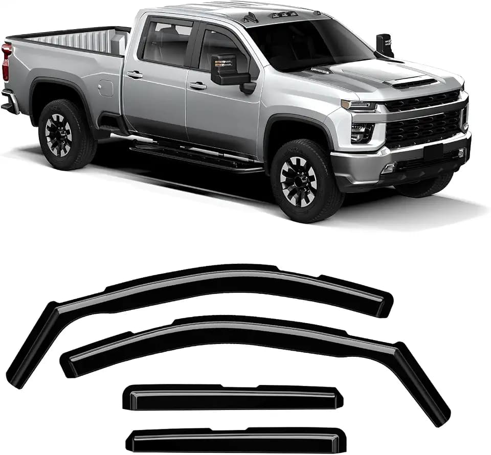 in-Channel Rain Guards Fit for 2020-2026 Checy Silverado Black 4 PCS