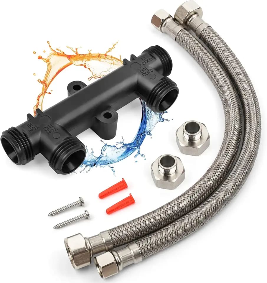 WP596816 Replacement Sensor Valve Kit, 4.5 Inch Sensor Valve, 2 x 12 Inch Supply Lines, 367010 595926 Instant Hot Water Recirculating Pump System