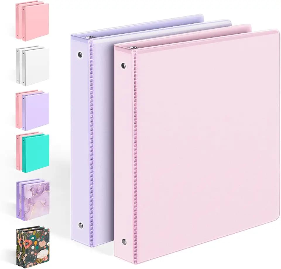 Sooez 2 Pack BinderX Extra Durable 3 Ring Binder, 1 Inch Binder Round Rings