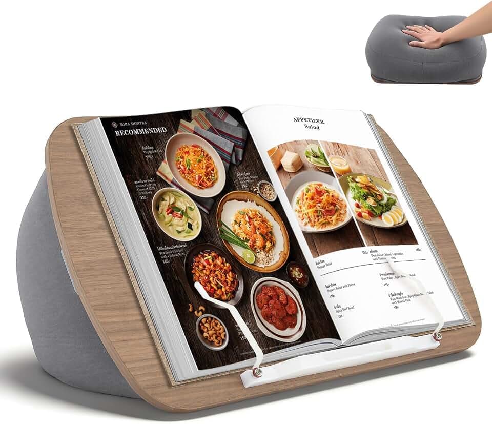 Sitzsack Buchständer, Weicher Schoßtisch für Bett & Couch & Schreibtisch, Bequemer Kissen Ideal für Bücher, Kompatibel mit Handy Laptop Tablet, Geschenk für Bücherliebhabe