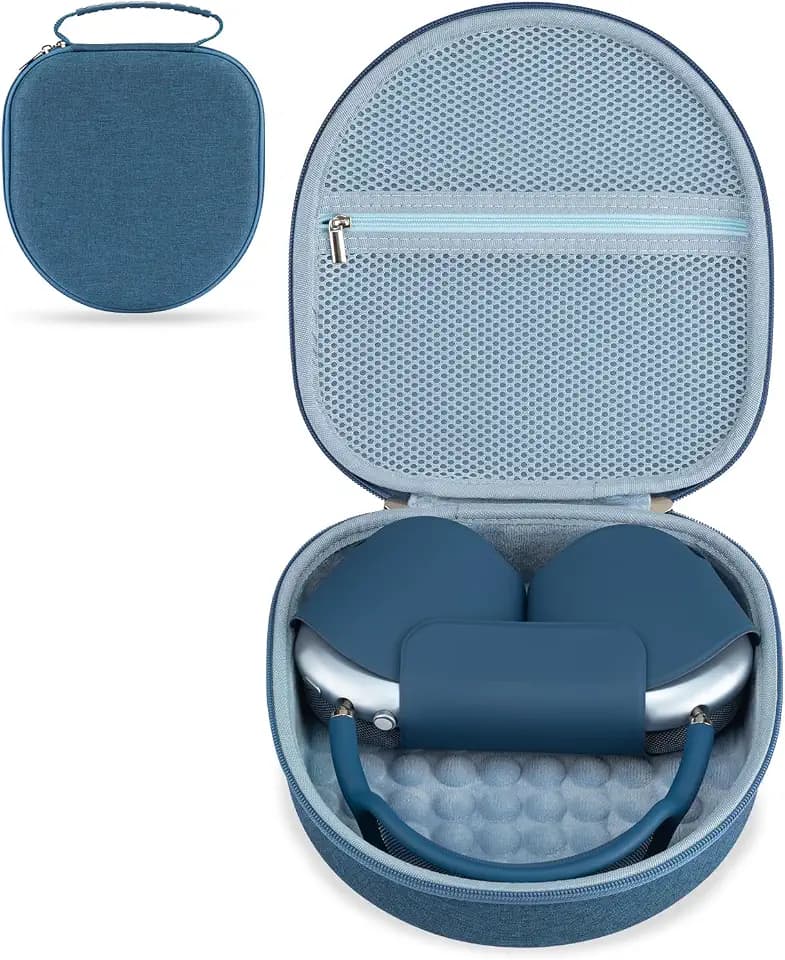 Case for Apple Airpods Max 2/ Airpods Max Headphones, Travel Portable Headphone Hard Case Cover Bag, Mesh Pouch with Zipper for Charger and Accessories (Blue)