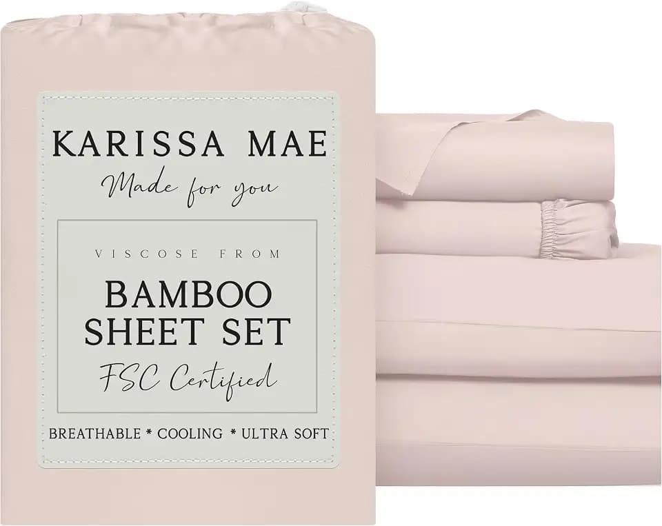 KARISSA MAE Luxury Bamboo Viscose Queen Size Sheet Set