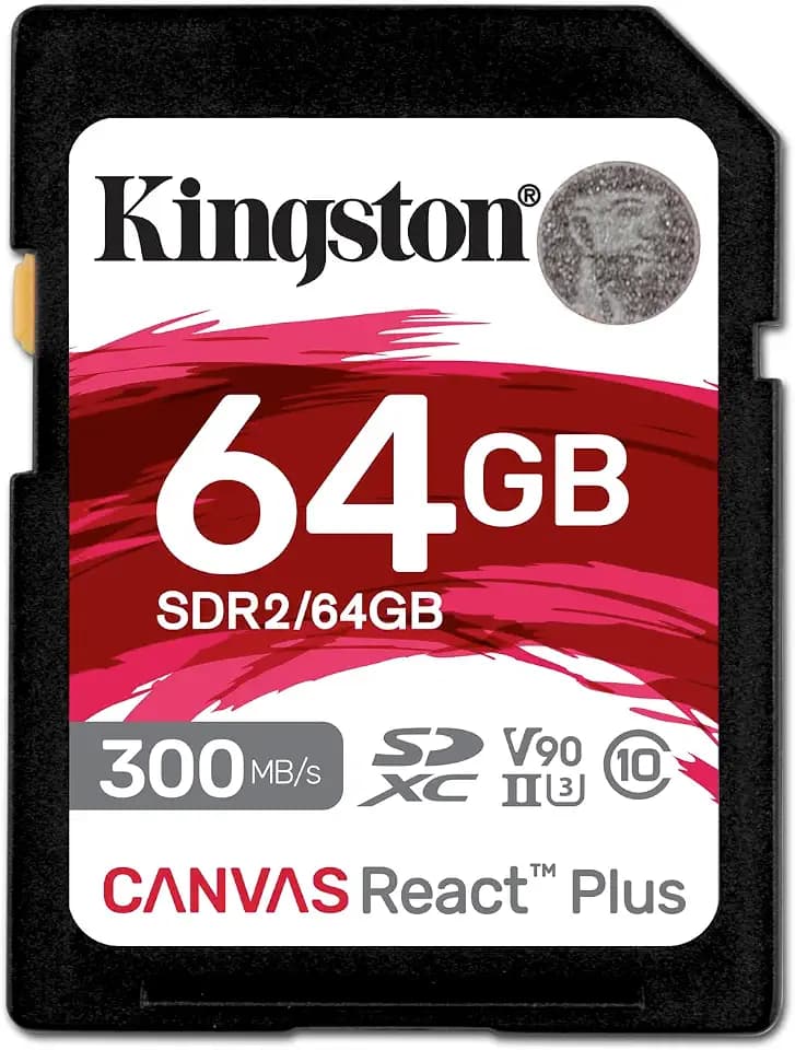 Kingston Canvas React Plus 64GB SD Card | SDXC UHS-II | 300R/260W U3 V90 | Full HD/4K/8K | SDR2/64GB