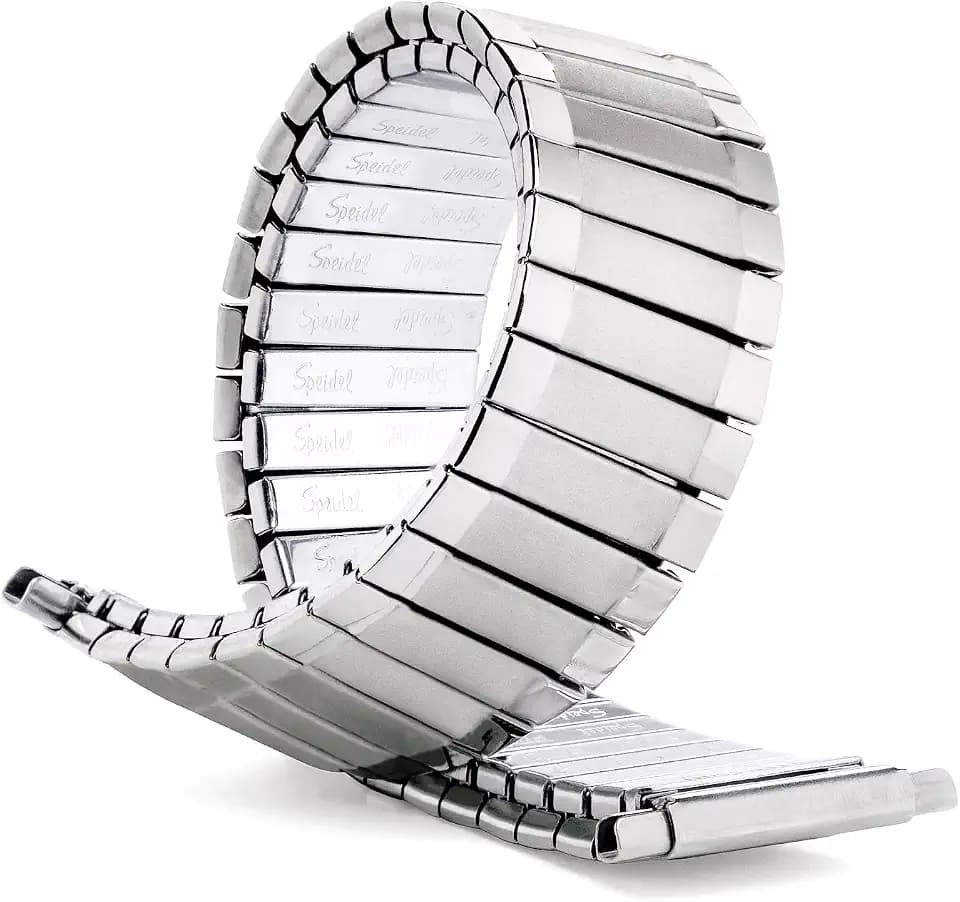 Speidel Men’s Twist-O-Flex Stainless Steel Stretch Metal Replacement Expansion Watch Band with Self-Adjusting Straight Ends for 16mm 17mm 18mm 19mm 20mm 21mm 22mm timepieces