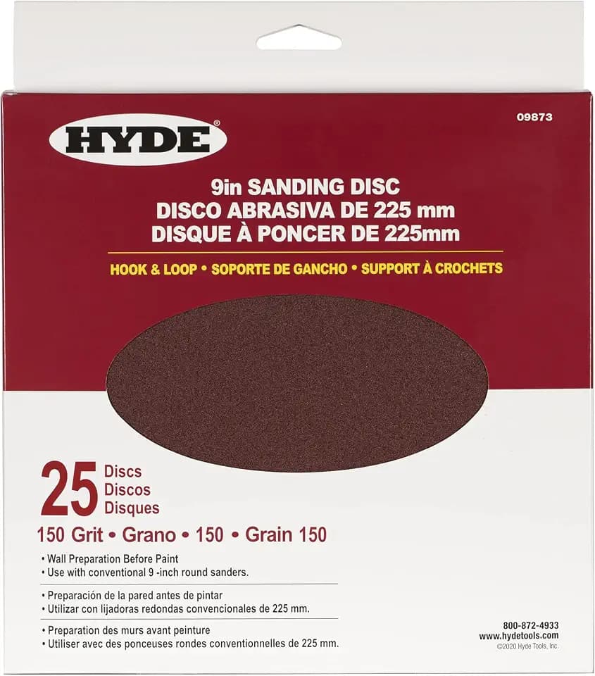 Hyde Round Abrasive Sanding Disc, 9" 150 Grit, 25 Pack fits Hyde Radial Sander