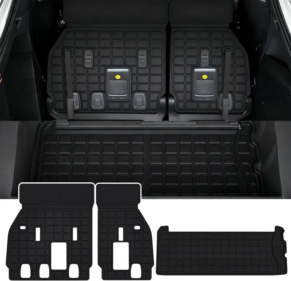 Cargo Mat with Backrest Protection for 2021-2025 2026 Toyota Sienna, TPE All Weather Protection Cargo Liner with Velcro Rear Seats Backrest car Accessories-Black
