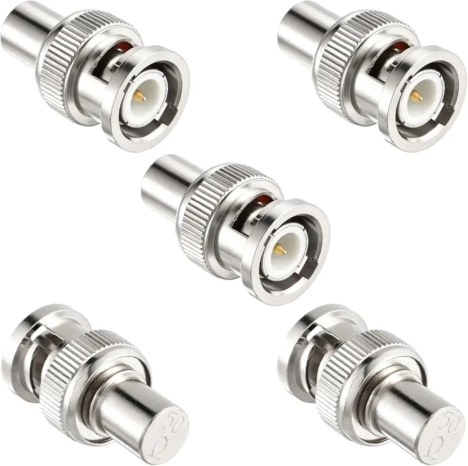 BNC 50 Ohm Terminator, 5-Pack BNC Male Plug Cap Protective Cover for VNA, Signal Analyzers, Coaxial Cable Adapter Connector