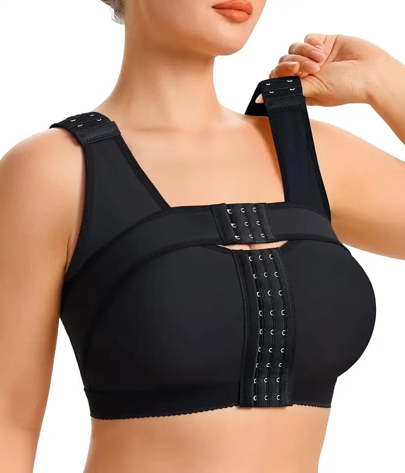 CYDREAM Front Closure Surgical Bra Wireless Bras for Women No Underwire Post Surgery Compression Support Band Full Coverage