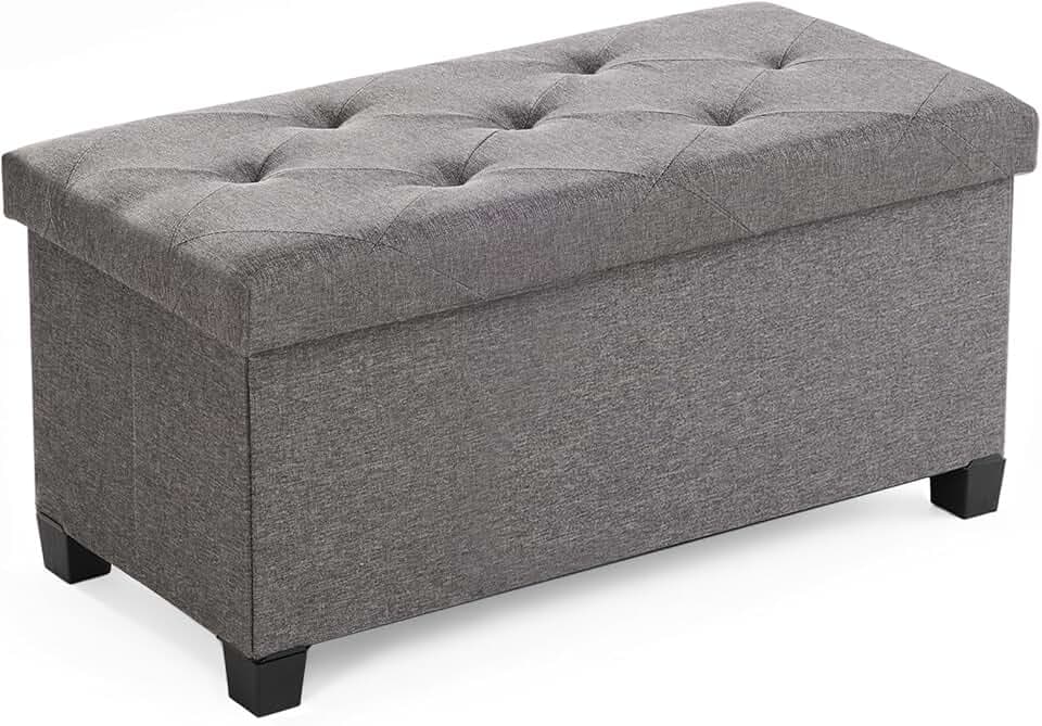 Sweetcrispy Sitzbank mit Stauraum, Faltbar Sitzhocker, 76x38x38 cm, Grau