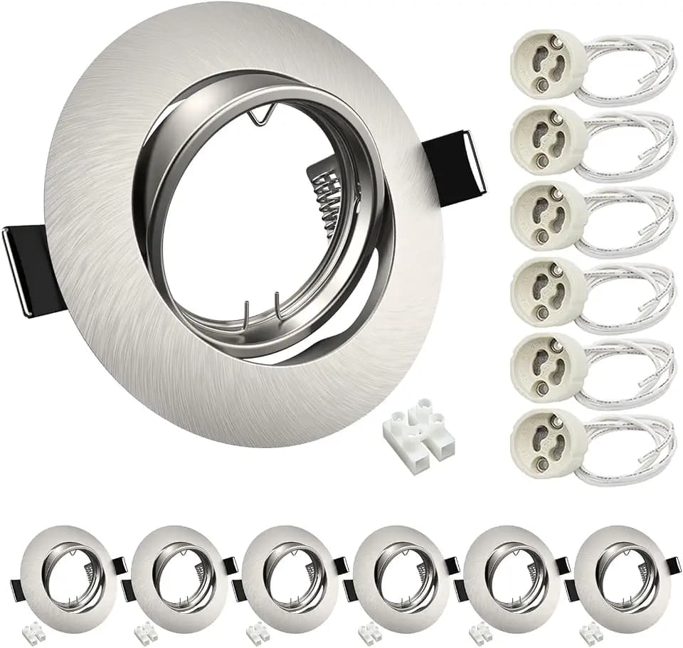 6er Set Einbaustrahler GU10 Rahmen 68-85mm Gebürstet Schwenkbar