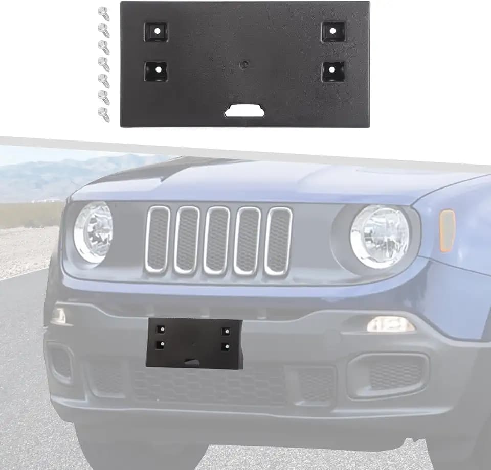 Jimen Fit for Jeep Renegade 2015-2018, No Drill Front License Plate Bracket Tag Holder Frame Mount