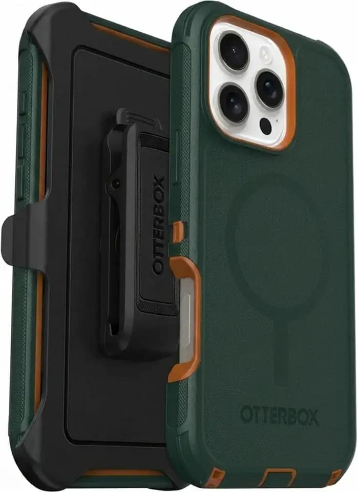 OtterBox iPhone 16 Pro Max (Only) Defender Series MagSafe Case - Green Intrigue - Holster Clip Included - Built-in Magnets - Screenless - Rugged & Durable - with Port Protection