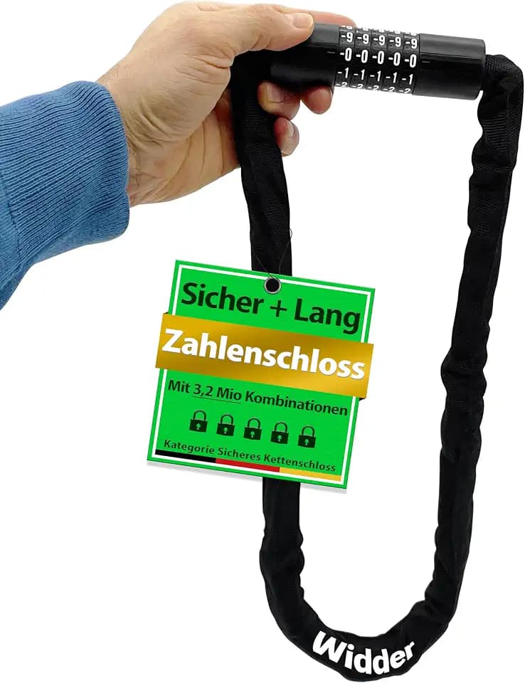 WIDDER 105cm Zahlenschloss Kettenschloss – sicher mit 3 Mio Kombinationen
