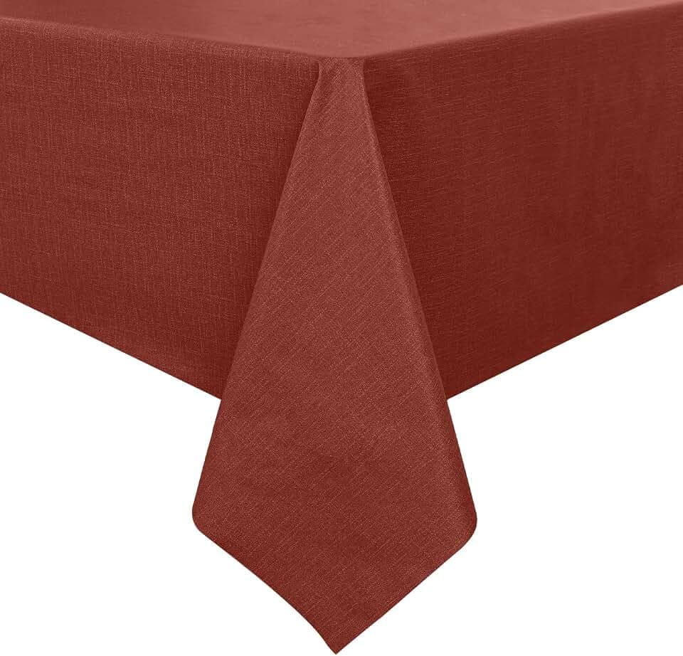 Romanstile Waterproof Vinyl Tablecloth Rectangle, 60 x 84 Inch, Burgundy