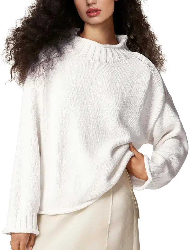 Yimoon Womens Rollneck Sweater Oversized Cotton Sweater 2026