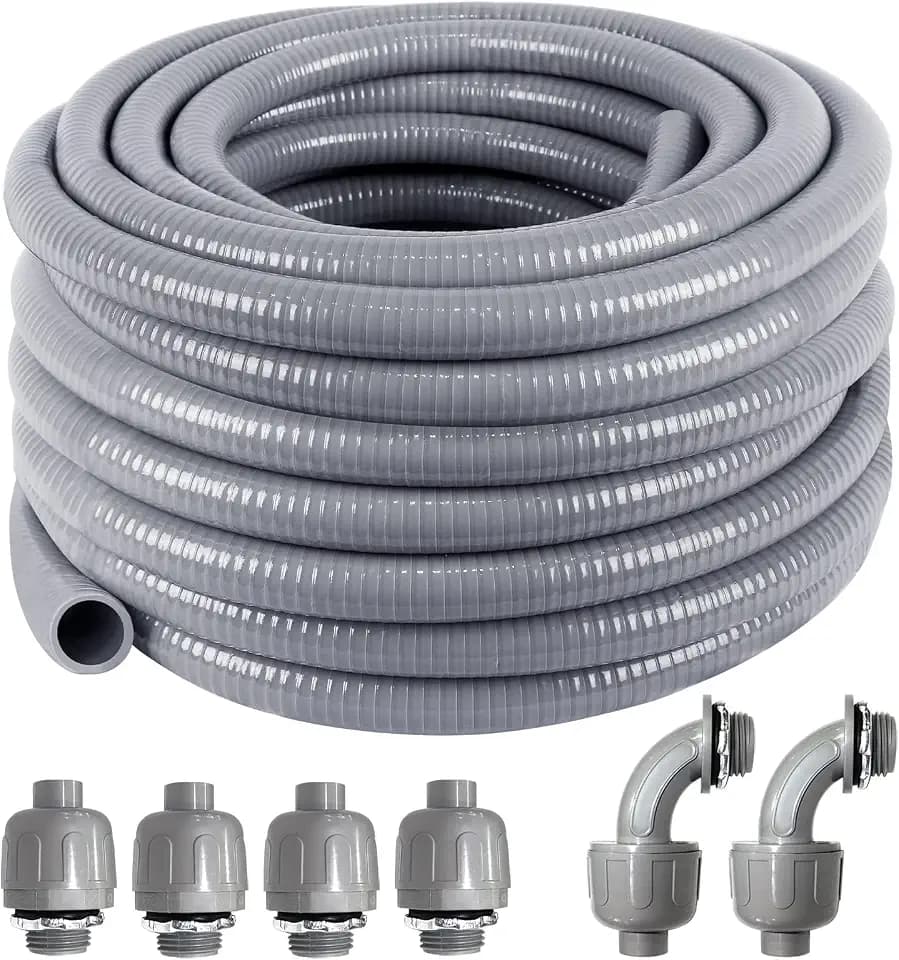 1-1/4inch 50FT Electrical Conduit Kit,Liquid-Tight Conduit and Connector