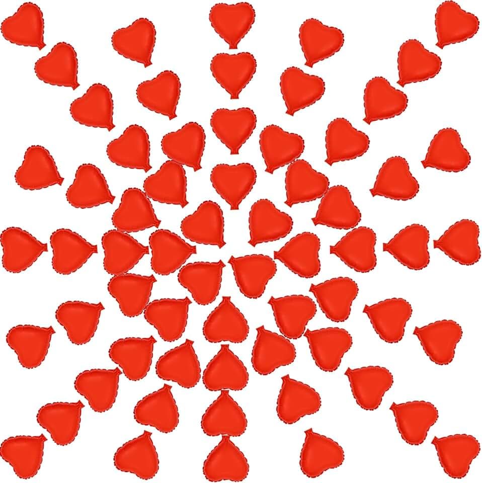 100 Stück 12,7 cm Stern-Herz-Folienballons mit fünfzackigem Stern in Herzform für Geburtstag, Hochzeit, Babyparty, Gender Reveal, Verlobung, Brautparty-Dekorationen (rotes Herz)