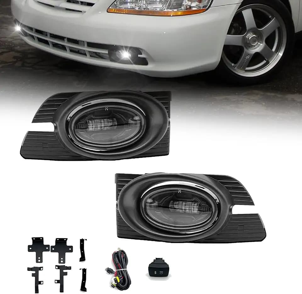 LED Fog Lights Assembly Compatible With Honda Accord 4DR 2001 2002 Front Bumper Driving Fog Lamp Kits Fog Light Driver & Passenger Side