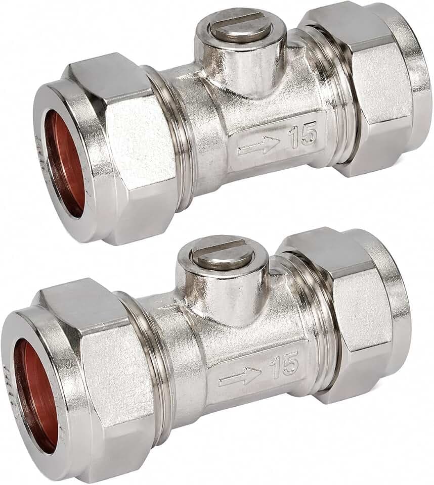 Pipestation Isolationsventil, 15 mm (2 Stück) | 15 mm Isolationsventile | WRAS-zugelassene Sanitärarmaturen | Chromventile Kompression | Fitting Absperrhahn und Absperrventil für Leitungswasser
