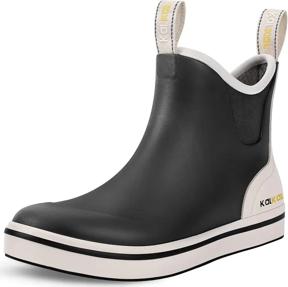 Kalkal 2026 Upgraded Women's Deck Boots, Waterproof Fishing Ankle Rain Boots with Upgraded Anti-Slip Outsole, Breathable Lightweight Garden Rubber Boots for Sailing