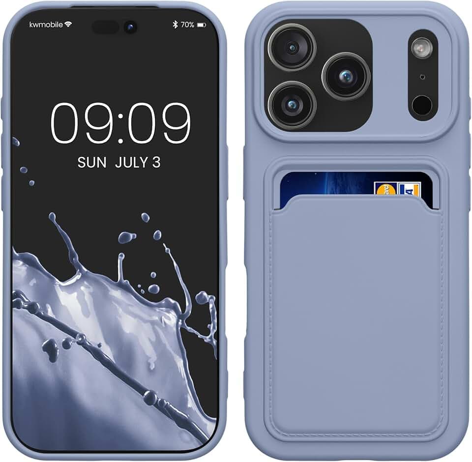 kwmobile Handyhülle für Apple iPhone 18 Pro/iPhone 17 Pro Hülle mit Kartenfach - TPU Case - Kabelloses Laden - Schutzhülle Cover in Lavendel