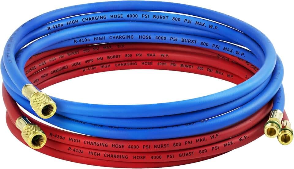 10FT 34722 R-134a Hose Set for Robinair HVAC Hose Red & Blue