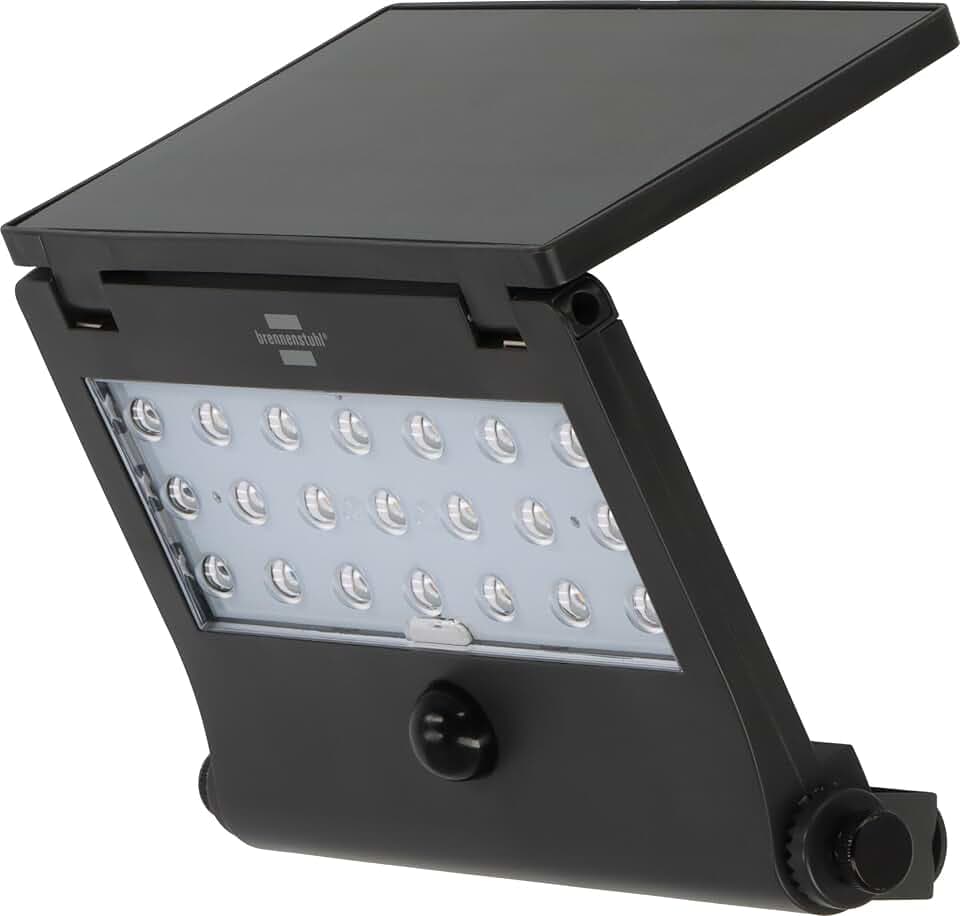 Brennenstuhl Solar LED Strahler SOL 1000 Pad | LED Wandleuchte für außen mit Bewegungsmelder, Solarlampe IP65, 1000lm, 4 Licht Modi, Dämmerungssensor, inkl. Akku