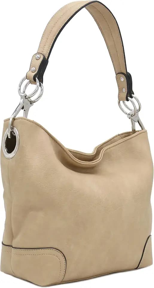 Hobo Shoulder Bag with Big Snap Hook Hardware
