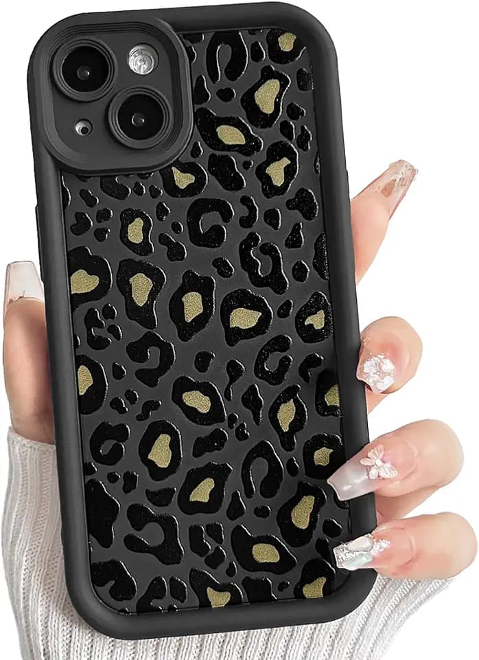 Lovmooful for iPhone 13 Case Cute Color Leopard-Black