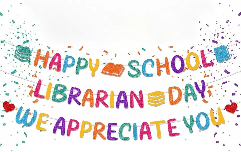 Librarian Appreciation Banner Decorations - 3 Pcs Happy School Librarian Day We Appreciate You Banners Party Decor, School Library Party Decor Gifts for Librarians