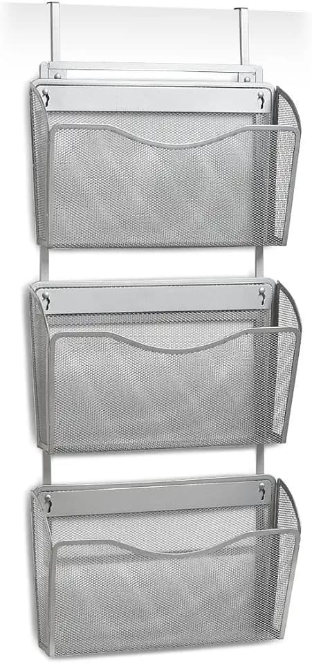 Zeller Wand/Tür-Magazinhalter, Mesh, Metall, grau, 35.5x9x85.5 cm, 17755