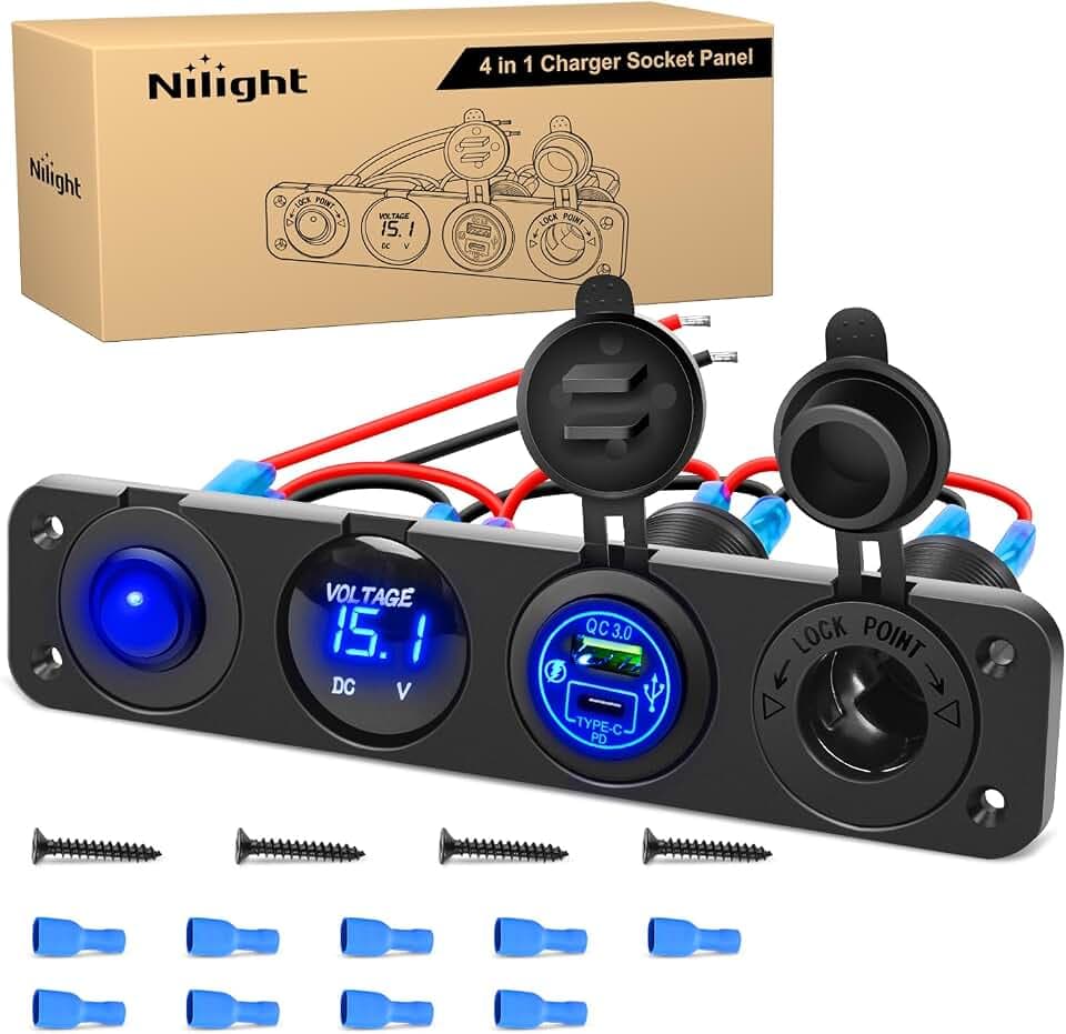Nilight 4 in 1 ON/Off Charger Socket Panel Rocker Toggle Switch
