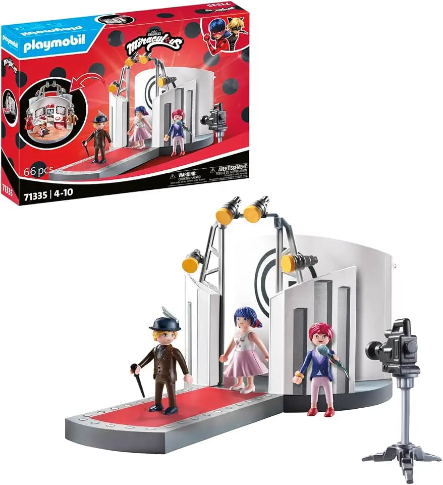 PLAYMOBIL Miraculous 71335 Miraculous: Gabriels Fashion Show, inklusive Marinette, Adrien, Nadja und zahlreichen Accessoires, Abenteuer mit Ladybug, vielfältiges Spielzeug für Kinder ab 4 Jahren