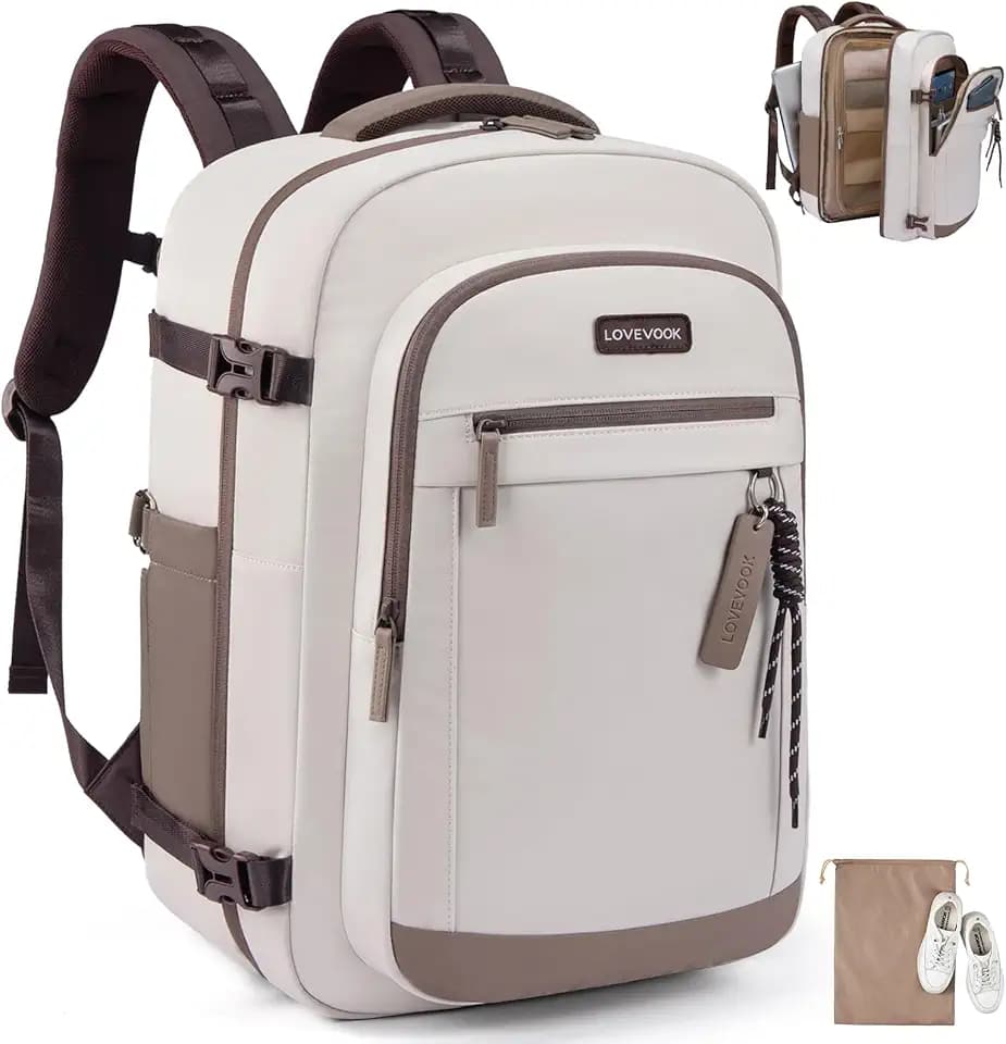 LOVEVOOK 40L Travel Backpack for Women, Airline Approved Carry On Luggage, TSA Personal Item Bag fits 15.6 Inch Laptop, Weekender Overnight Suitcase for Work