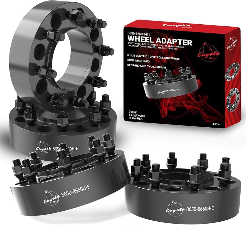 Wheel Accessories Parts 4 Pcs Hub Centric Wheel Spacers Adapters 8 on 6.50 8x6.50 2.00 Inch Thick 116.7mm Hub 9/16" Thread Stud Fits Chevrolet C20 K20 K30 GMC C2500 C3500 G3500 Front Only