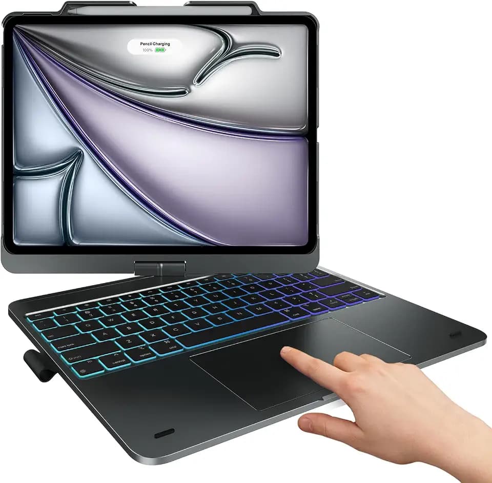 typecase Keyboard Case for iPad Air 13-inch, Trackpad, 360° Rotating