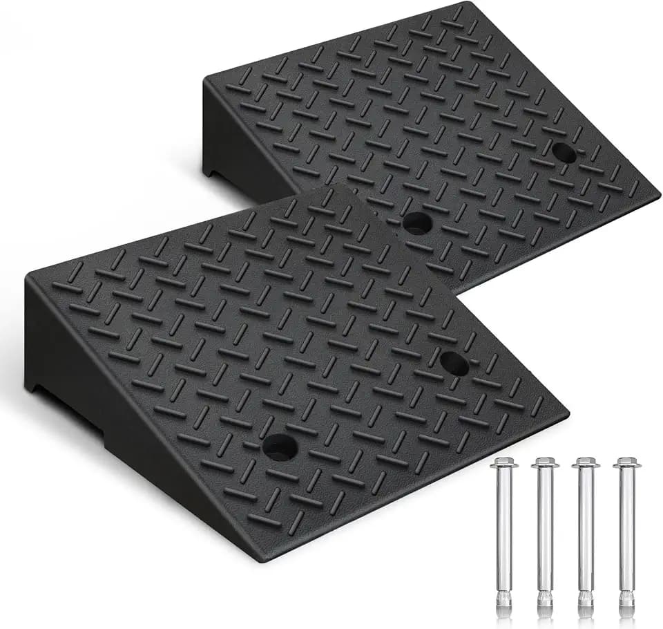 Rubber Curb Ramp,2 Pack,6" Rise Height,for Cars, wheelchairs.